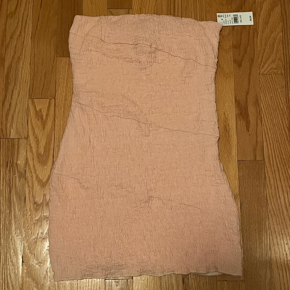 Pink Strapless Textured Dress